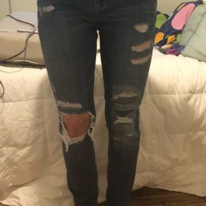 Express distressed jean legging
